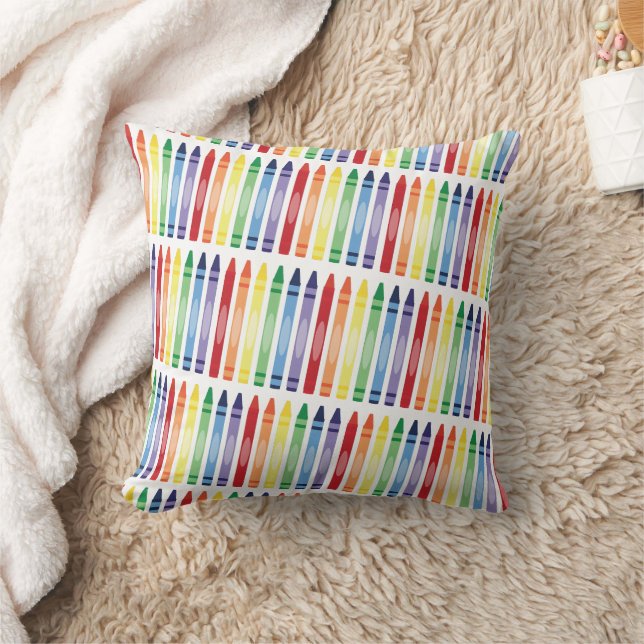 Colourful Rainbow Crayons Pattern Cushion (Blanket)