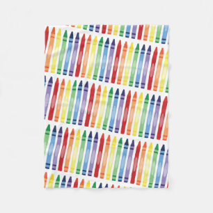 Colourful Rainbow Crayons Pattern Fleece Blanket