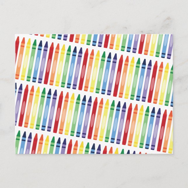 Colourful Rainbow Crayons Pattern Holiday Postcard (Front)