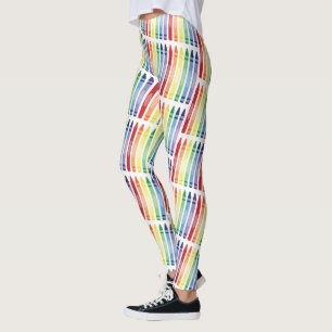Colourful Rainbow Crayons Pattern Leggings