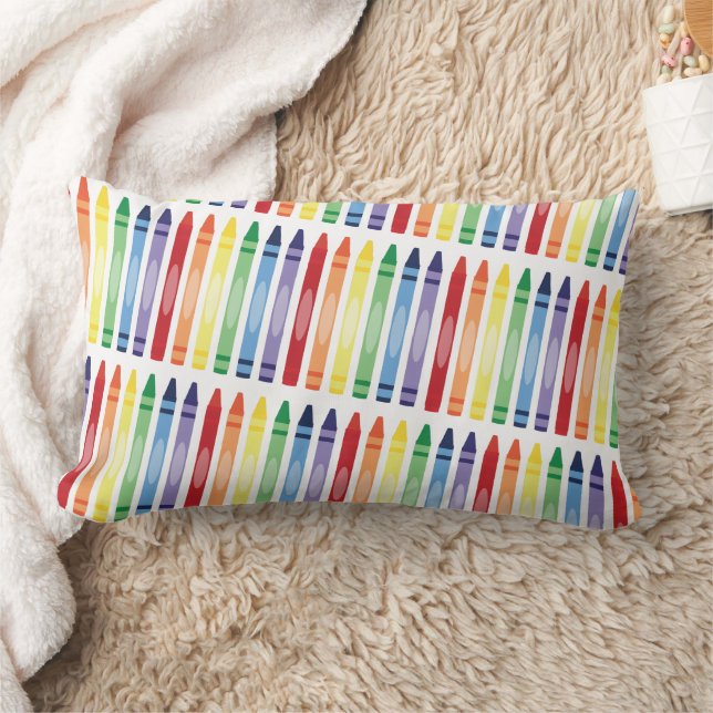 Colourful Rainbow Crayons Pattern Lumbar Cushion (Blanket)