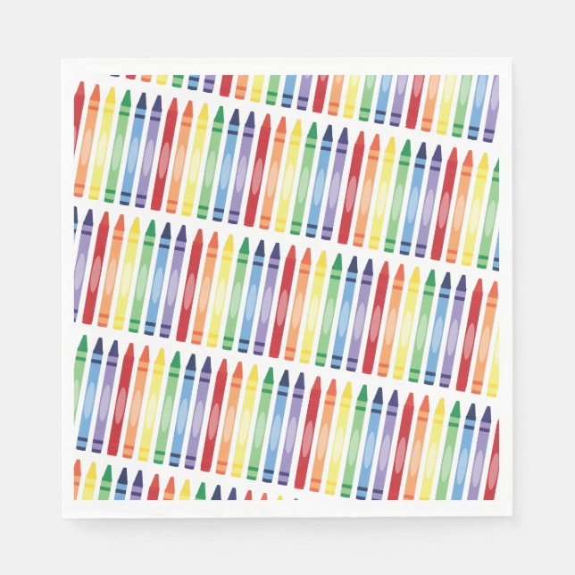 Colourful Rainbow Crayons Pattern Napkin (Front)