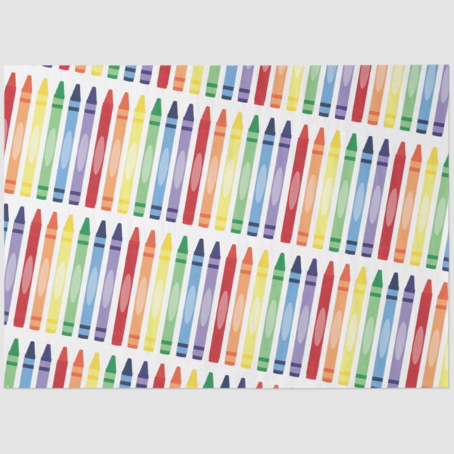 Colourful Rainbow Crayons Pattern Tissue Paper (Front)