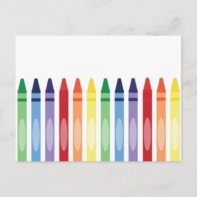 Colourful Rainbow Crayons  Postcard (Front)