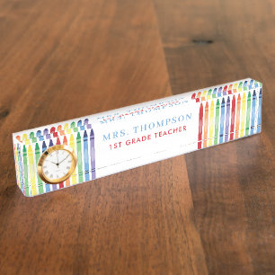Colourful Rainbow Crayons Teacher Appreciation Nameplate