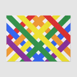 Colourful Rainbow Criss-Cross Stripes Birthday Tissue Paper