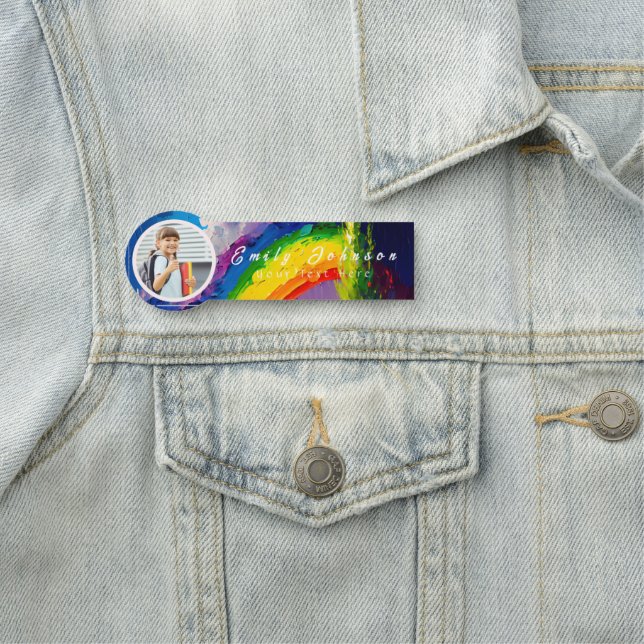 Colourful Rainbow Custom Kid Name & Photo  Tag (In Situ)