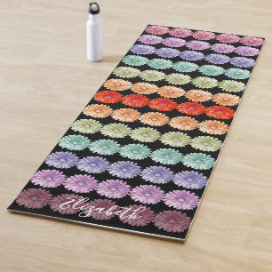 Colourful Rainbow Daisies Personalised Floral Yoga Mat