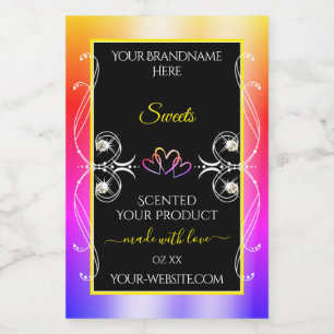Colourful Rainbow Decor Jewels Black Product Label