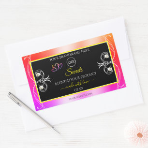 Colourful Rainbow Decor Jewels Logo Label and Blac