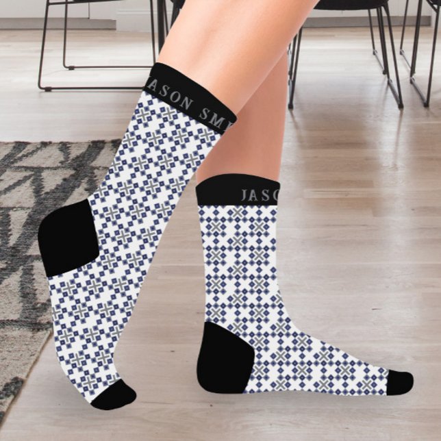 Colourful Rainbow Diagonal Chequered I Monogram Socks (Creator Uploaded)