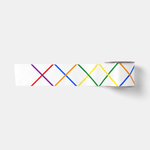 Colourful Rainbow Diagonal Criss-Cross Stripes Satin Ribbon