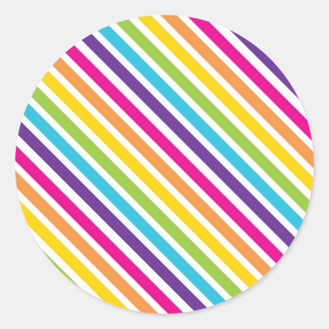 Colourful Rainbow Diagonal Stripes Gifts for Teens Classic Round Sticker (Front)