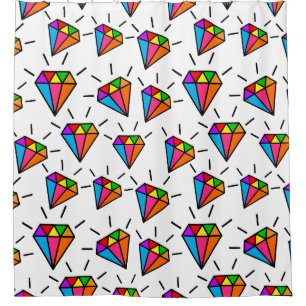 Colourful rainbow diamonds pattern shower curtain