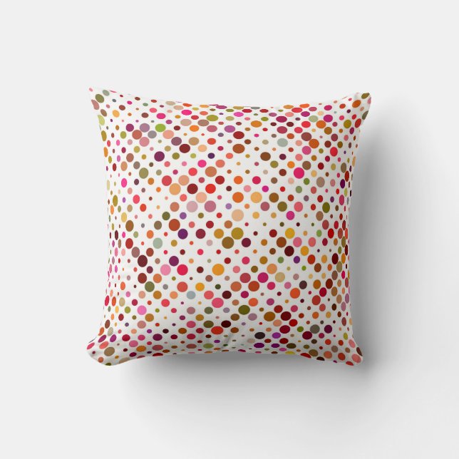Colourful Rainbow Dots, Retro 70s Cushion (Front)