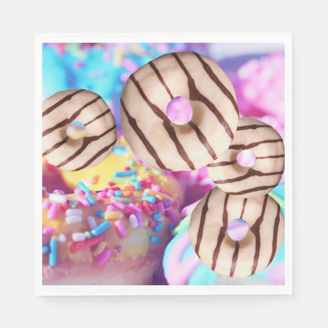 Colourful Rainbow Doughnuts Paper Napkins (Front)