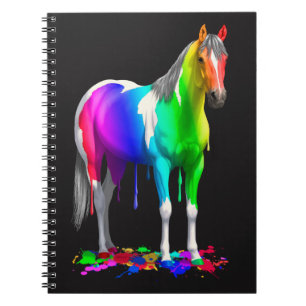 Colourful Rainbow Dripping Wet Paint Horse Notebook