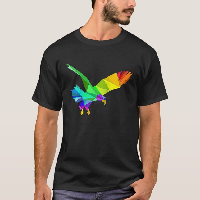 Colourful Rainbow Eagle Bird Animal Bird of Prey R T-Shirt (Front)