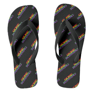 Colourful Rainbow Effect Gone Running Text Pattern Thongs