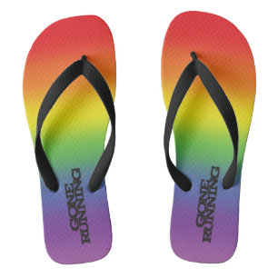 Colourful Rainbow Effect Gone Running Text Thongs