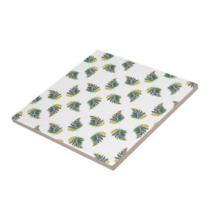 Colourful Rainbow Fern Leaf Simple Pattern Ceramic Tile