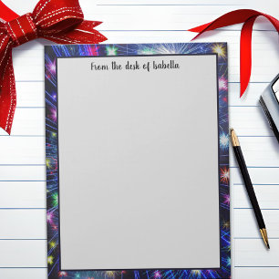 Colourful Rainbow Fireworks, Night Sky, Celebratio Notepad