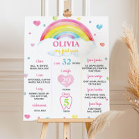 Colourful Rainbow First Birthday Milestone Poster