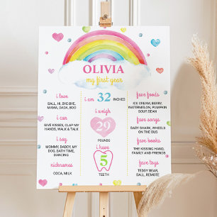 Colourful Rainbow First Birthday Milestone Poster
