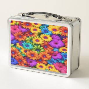 Colourful Rainbow Floral #22 - Metal Lunchbox