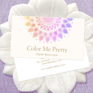 Colourful Rainbow Floral Mandala Business Card
