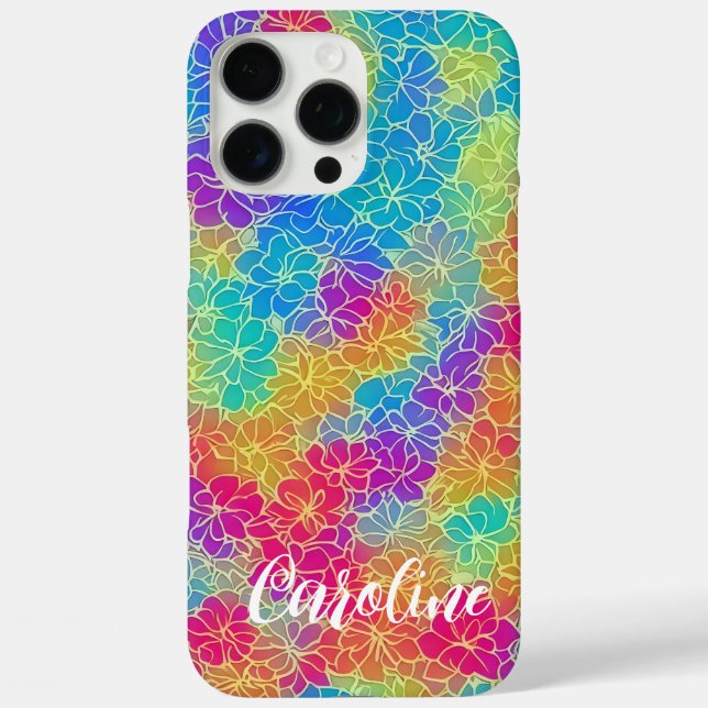 Colourful rainbow floral pattern name Case-Mate iPhone case (Back)