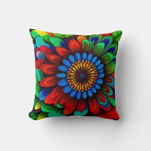 Colourful Rainbow Flower 104 Cushion (Front)
