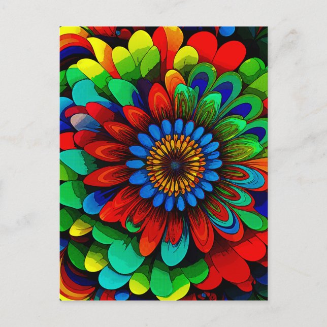 Colourful Rainbow Flower 104 Postcard (Front)