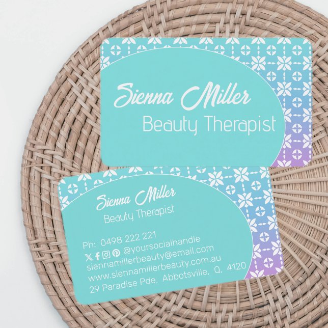 Colourful Rainbow Flower Pattern Personalised Business Card (Creator Uploaded)