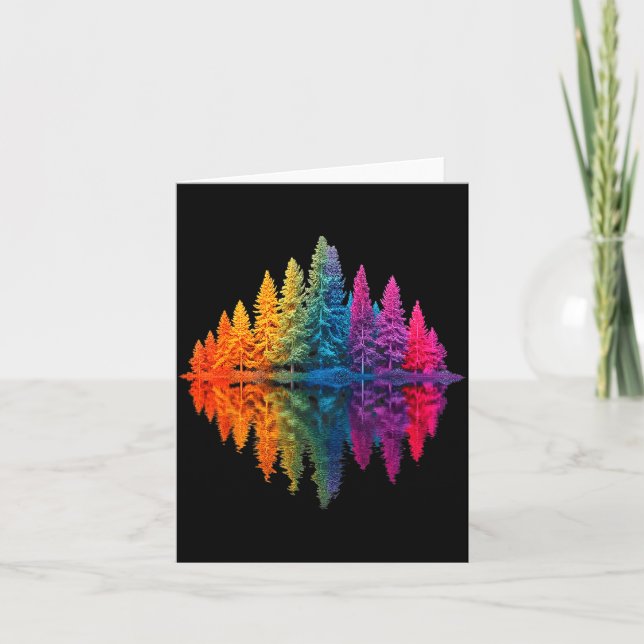Colourful rainbow forest trees reflection wildlife card (Front)