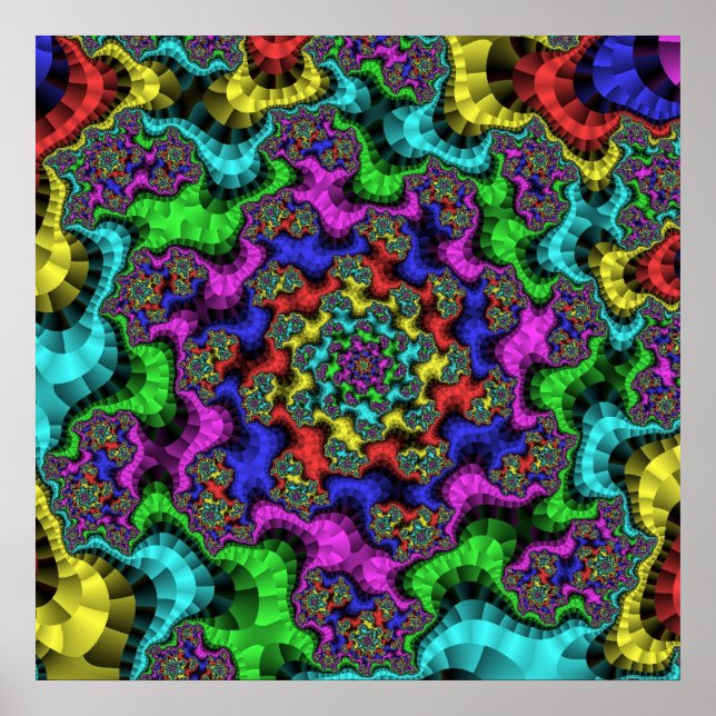 Colourful Rainbow Fractal Poster (Front)