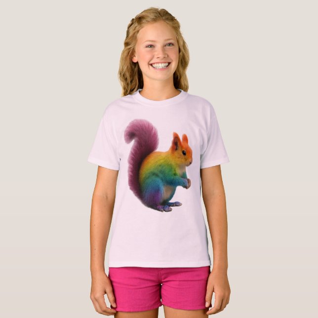  Colourful Rainbow Fur Squirrel Sticker  T-Shirt (Front Full)