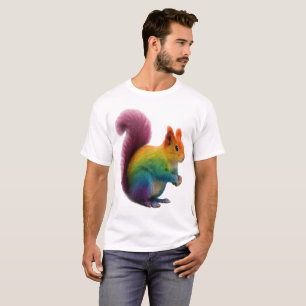  Colourful Rainbow Fur Squirrel Sticker  T-Shirt