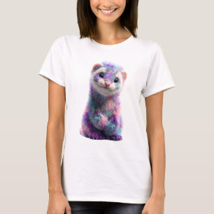 Colourful Rainbow Furry Pastel Ferret Women T-Shirt