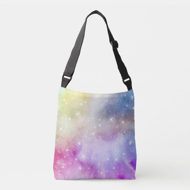 Colourful Rainbow Galaxy Pattern Crossbody Bag (Front)