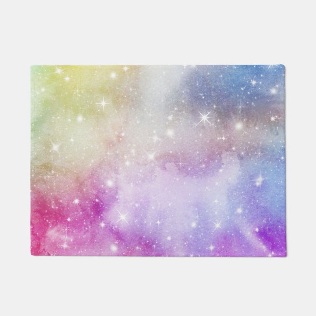 Colourful Rainbow Galaxy Pattern Doormat (Front)
