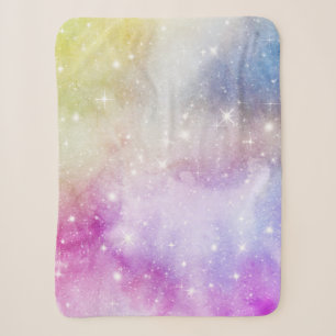 Colourful Rainbow Galaxy Pattern Sherpa Blanket
