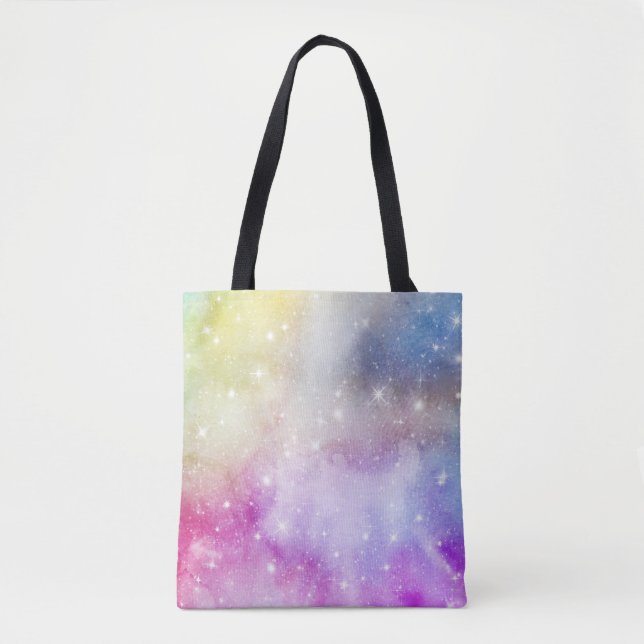Colourful Rainbow Galaxy Pattern Tote Bag (Front)