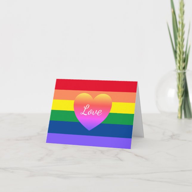 Colourful Rainbow Gay Pride Love Heart  Card (Front)