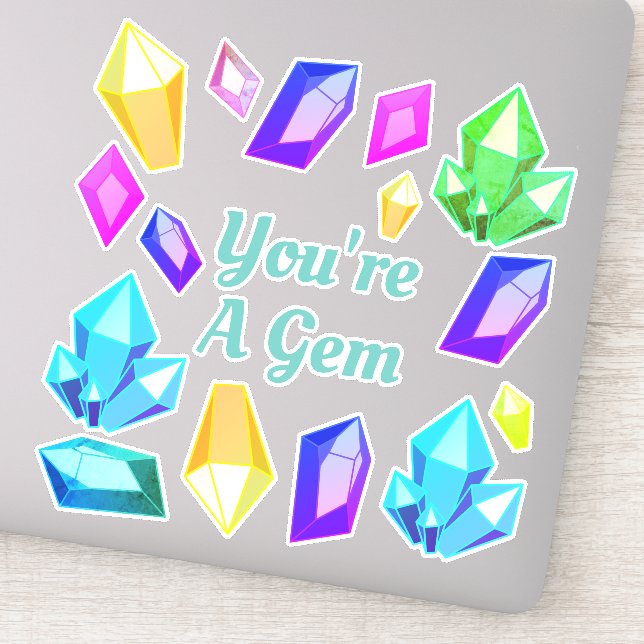 Colourful Rainbow Gemstones Geodes You're A Gem (Detail)