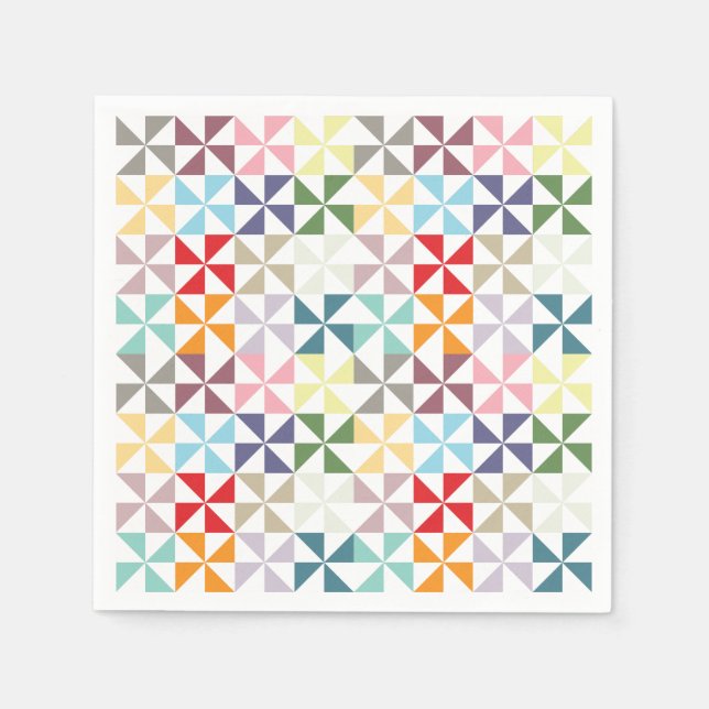 Colourful Rainbow Geometric Pinwheels Napkin (Front)