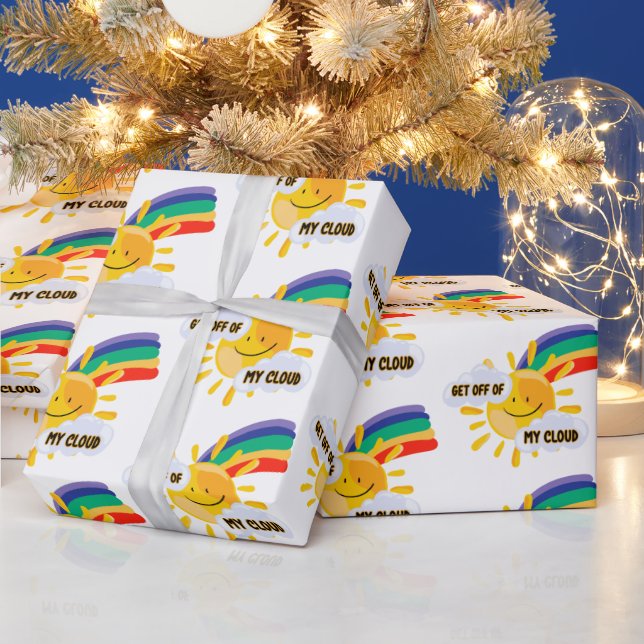 Colourful Rainbow Get Off of My Cloud Wrapping Paper (Holidays)