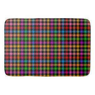 Colourful Rainbow Gingham Plaid Design - Black Bath Mat