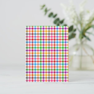 Colourful Rainbow Gingham Plaid Design - White Postcard