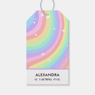 Colourful Rainbow Girl 5th Birthday Gift Tags